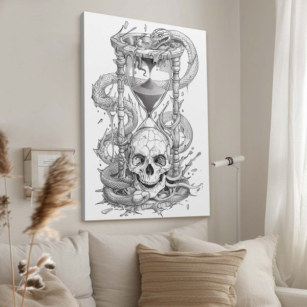 Hours Glass Skull Canvas Wall Art | MusaArtGallery™