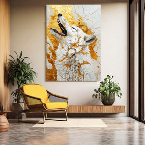 Howl Gold Wolf Canvas Art | MusaArtGallery™