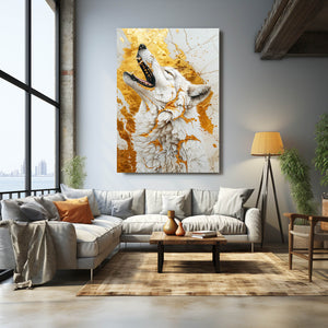 Howl Gold Wolf Canvas Art | MusaArtGallery™