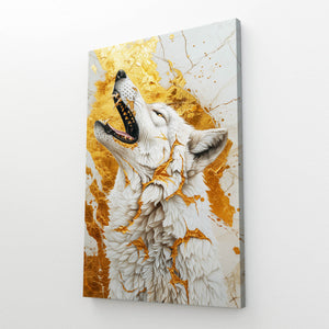 Howl Gold Wolf Canvas Art | MusaArtGallery™