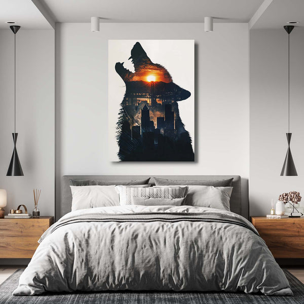 Howling City Wolf Art   | MusaArtGallery™