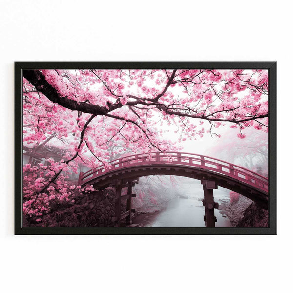 Japanese Bridge Cherry Blossom Wall Art