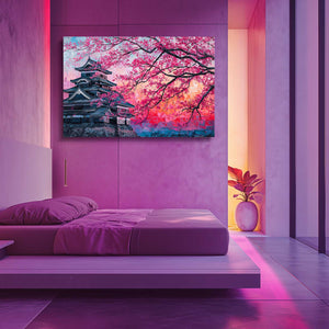 Japanese Castle Cherry Blossom Wall Art