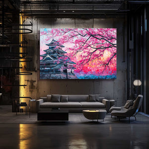 Japanese Castle Cherry Blossom Wall Art