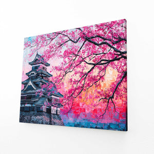 Japanese Castle Cherry Blossom Wall Art