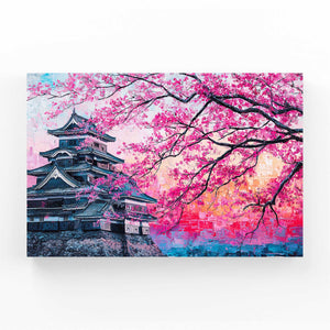 Japanese Castle Cherry Blossom Wall Art