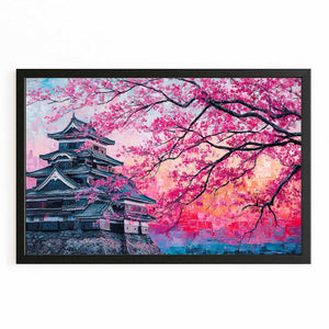 Japanese Castle Cherry Blossom Wall Art