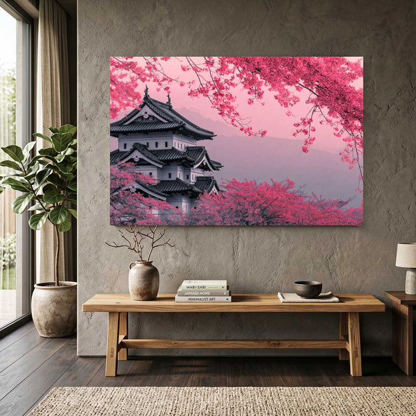 Japanese Cherry Blossom Castle Wall Art