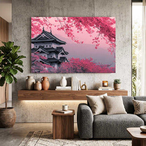 Japanese Cherry Blossom Castle Wall Art