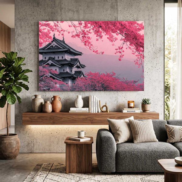 Japanese Cherry Blossom Castle Wall Art