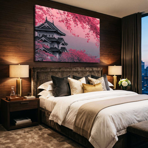 Japanese Cherry Blossom Castle Wall Art