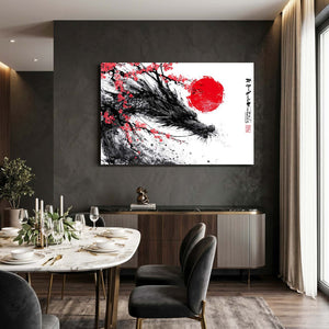 Japanese Cherry Blossom Feather Ink Art