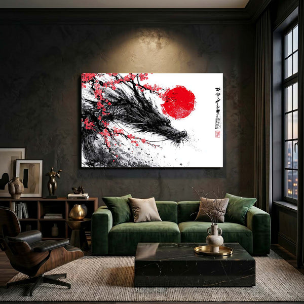 Japanese Cherry Blossom Feather Ink Art