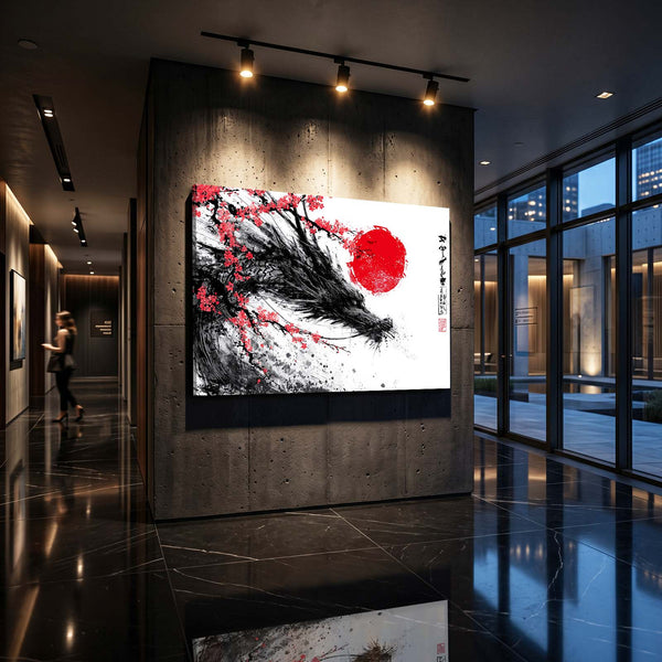 Japanese Cherry Blossom Feather Ink Art