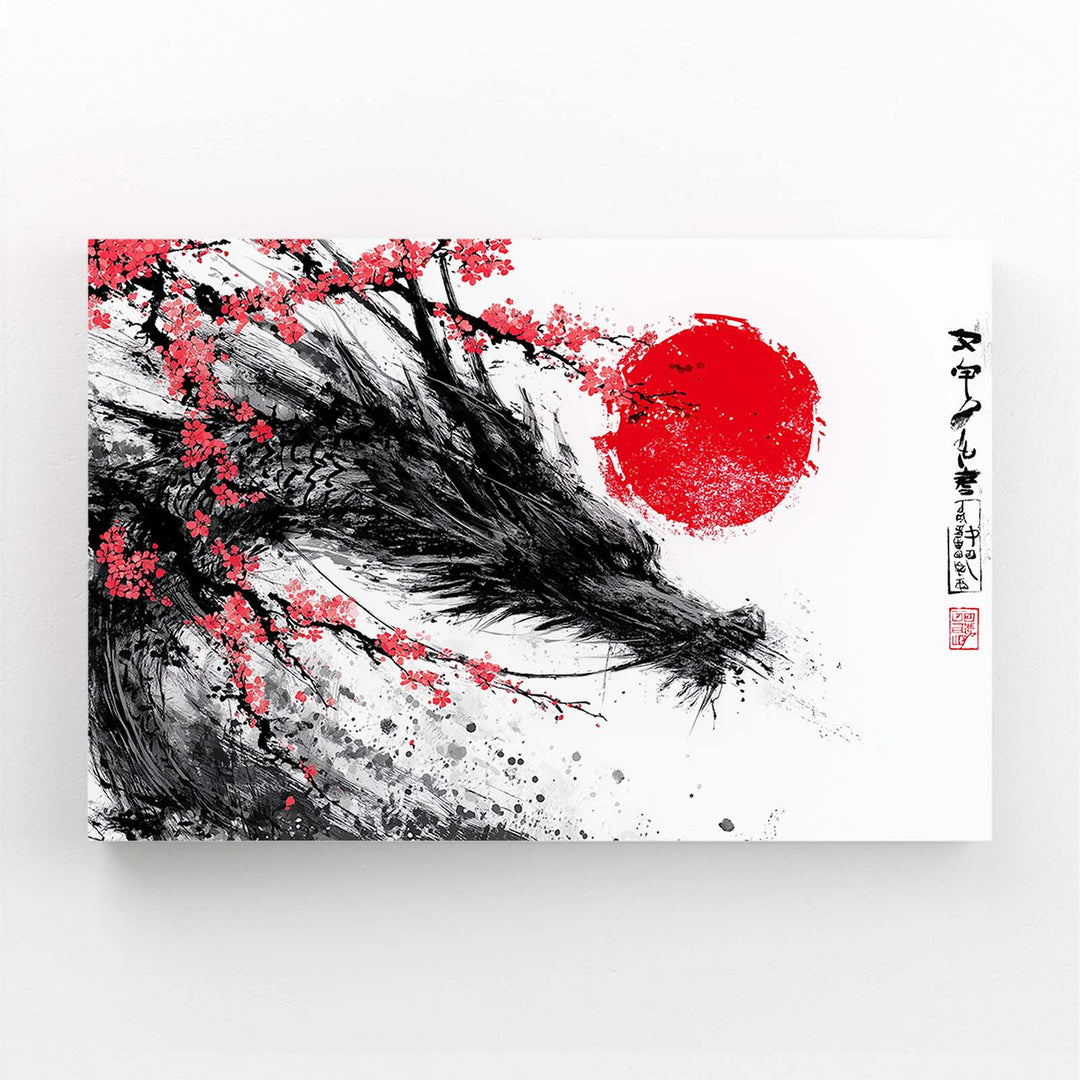 Japanese Cherry Blossom Feather Ink Art