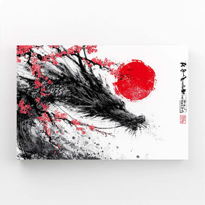 Japanese Cherry Blossom Feather Ink Art