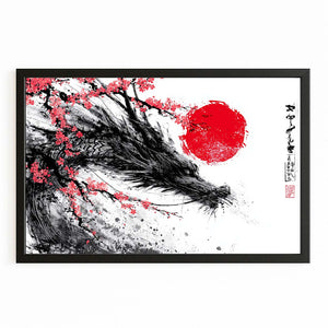 Japanese Cherry Blossom Feather Ink Art