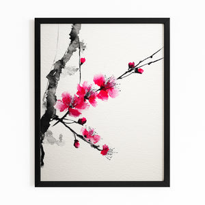 Japanese Cherry Blossom Line Art