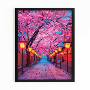 Japanese Street Cherry Blossom Wall Art
