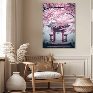 Japanese Temple Cherry Blossom Wall Art