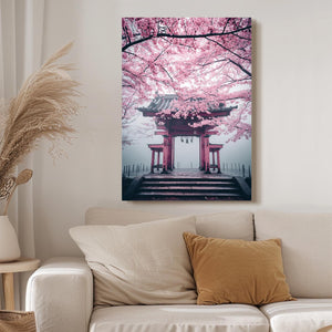 Japanese Temple Cherry Blossom Wall Art