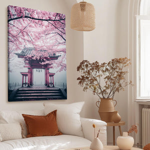 Japanese Temple Cherry Blossom Wall Art