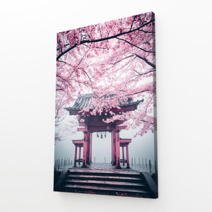 Japanese Temple Cherry Blossom Wall Art