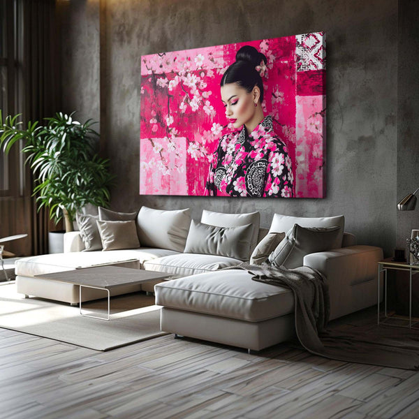 Japanese Woman Cherry Blossom Wall Art