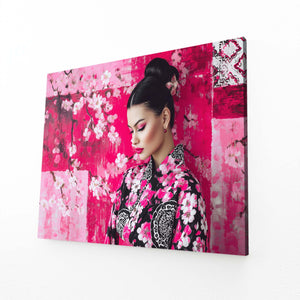 Japanese Woman Cherry Blossom Wall Art