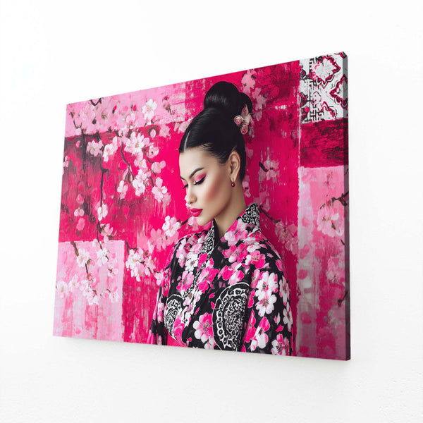 Japanese Woman Cherry Blossom Wall Art
