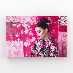 Japanese Woman Cherry Blossom Wall Art