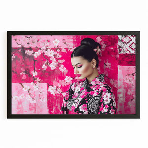 Japanese Woman Cherry Blossom Wall Art