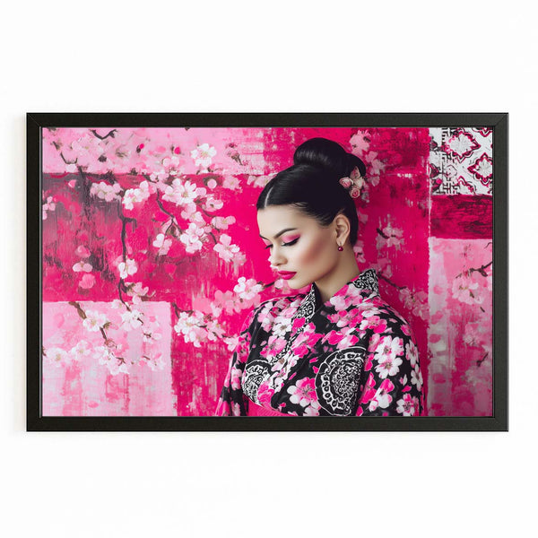Japanese Woman Cherry Blossom Wall Art