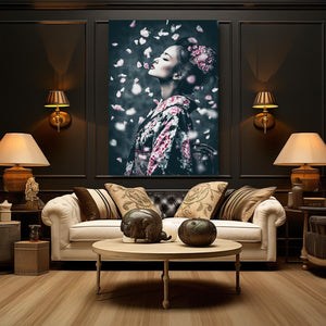 Kimono Woman Cherry Blossom Wall Art