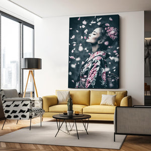 Kimono Woman Cherry Blossom Wall Art