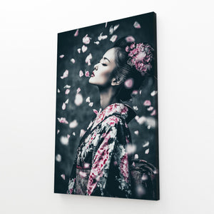 Kimono Woman Cherry Blossom Wall Art