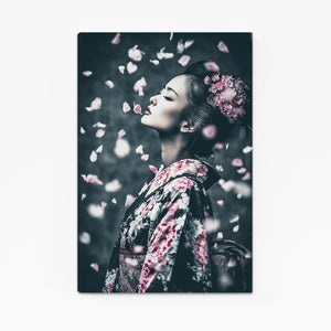 Kimono Woman Cherry Blossom Wall Art
