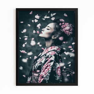 Kimono Woman Cherry Blossom Wall Art