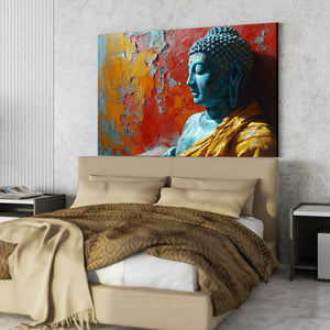 Large Blue And Gold Buddha Wall Art | MusaArtGallery™