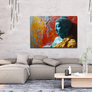 Large Blue And Gold Buddha Wall Art | MusaArtGallery™