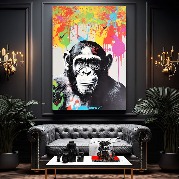 Large Colorful Chimp Wall Art | MusaArtGallery™
