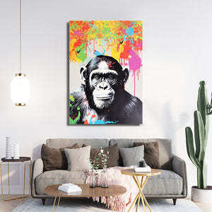 Large Colorful Chimp Wall Art | MusaArtGallery™