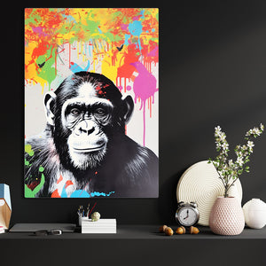 Large Colorful Chimp Wall Art | MusaArtGallery™