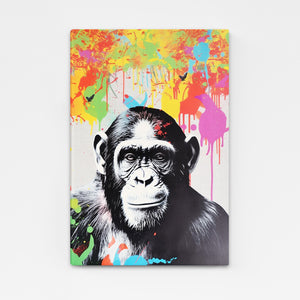 Large Colorful Chimp Wall Art | MusaArtGallery™