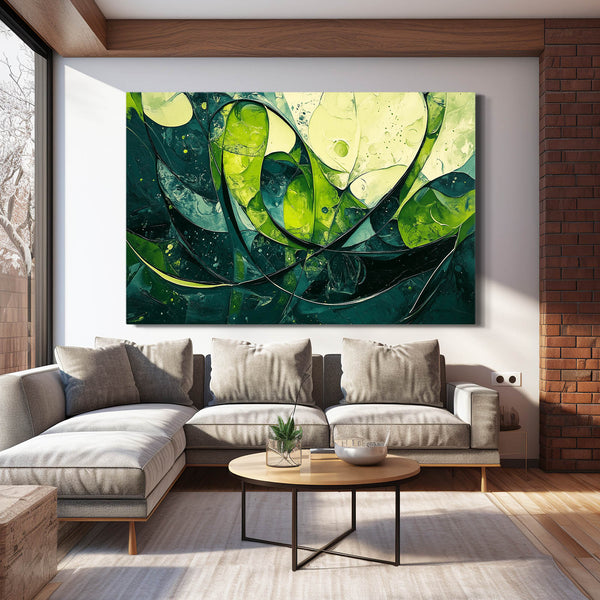 Leaf Cascade Green Abstract Art | MusaArtGallery™