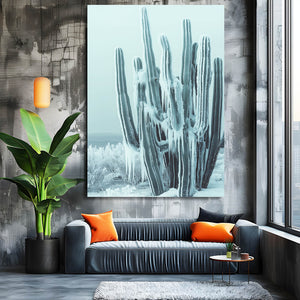 Light Blue Cactus Art