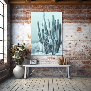 Light Blue Cactus Art