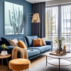 Light Blue Cactus Art