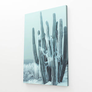 Light Blue Cactus Art