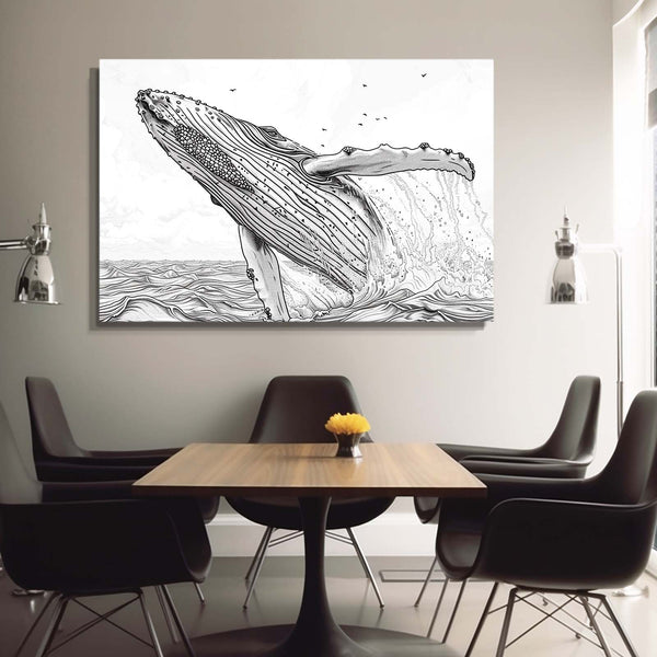 Line Art Whale Art | MusaArtGallery™